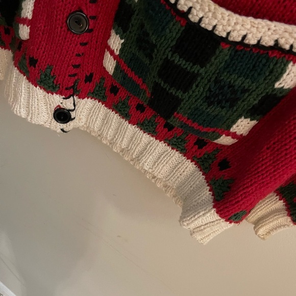 Vintage 90s Cullinane Red Christmas Cottagecore Cardigan Novelty School - Picture 8 of 15